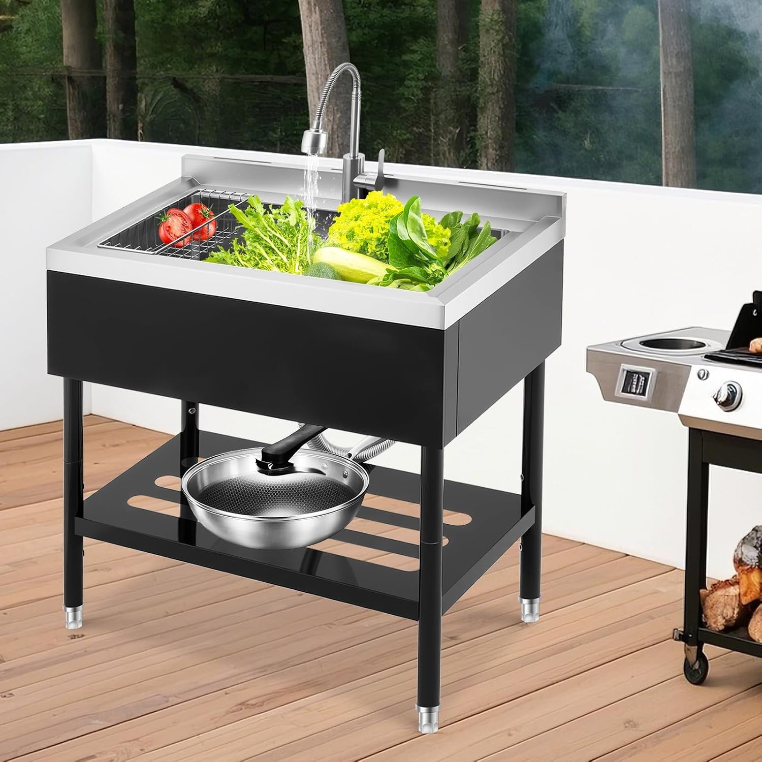 36 Inch Single Bowl Utility Kitchen Sink Stainless Steel Commercial Laundry Sink