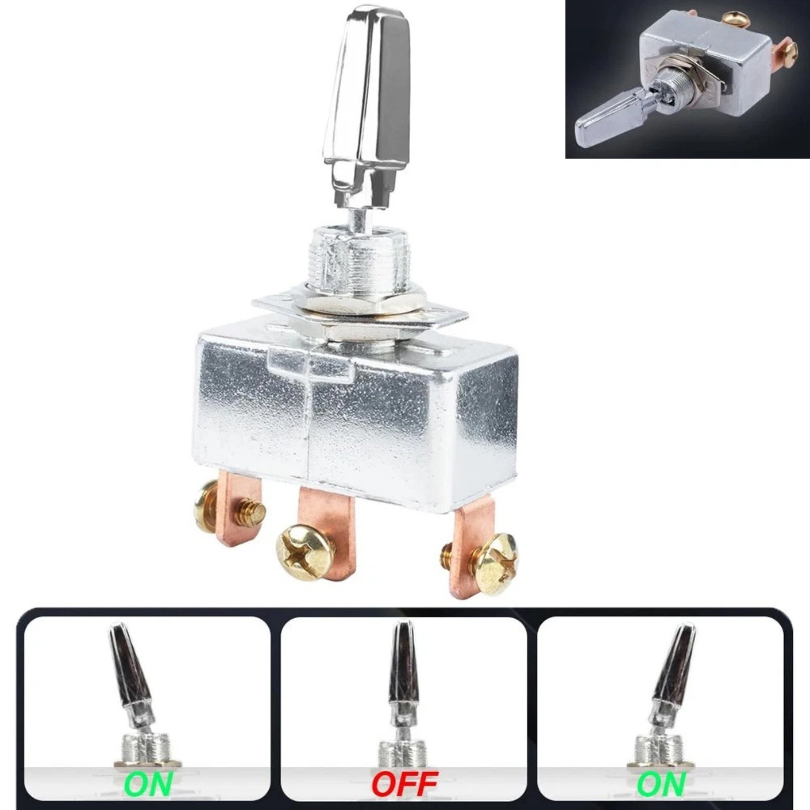 50A 12V DC Toggle Switch 3 Position ON-OFF-ON Pre-Wired for Vehicle Installation