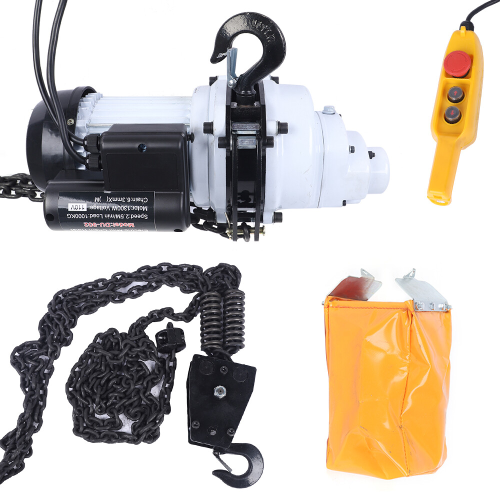 1000kg/2205lbs Electric Chain Hoist Single Phase Hoist Crane 10 FT Chain 1.3KW