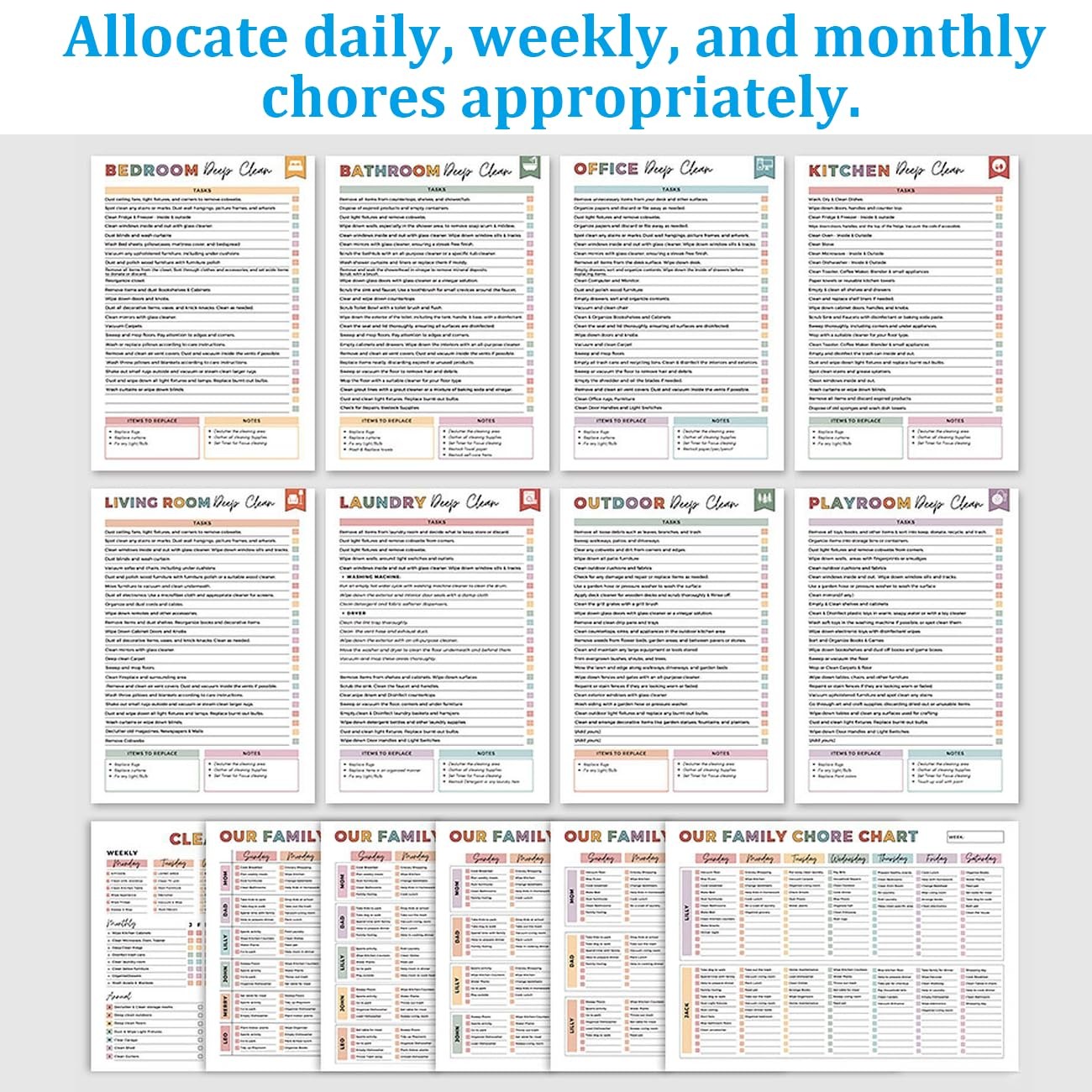 Adhd Cleaning Planner, Editable and Letter, White notebook-1pcs