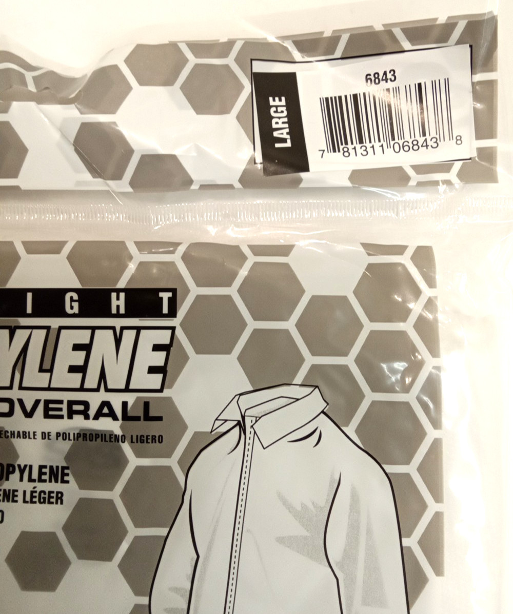 SAS Safety 6843 Lightweight Polyproylene Disposable Coverall Full Zip Large