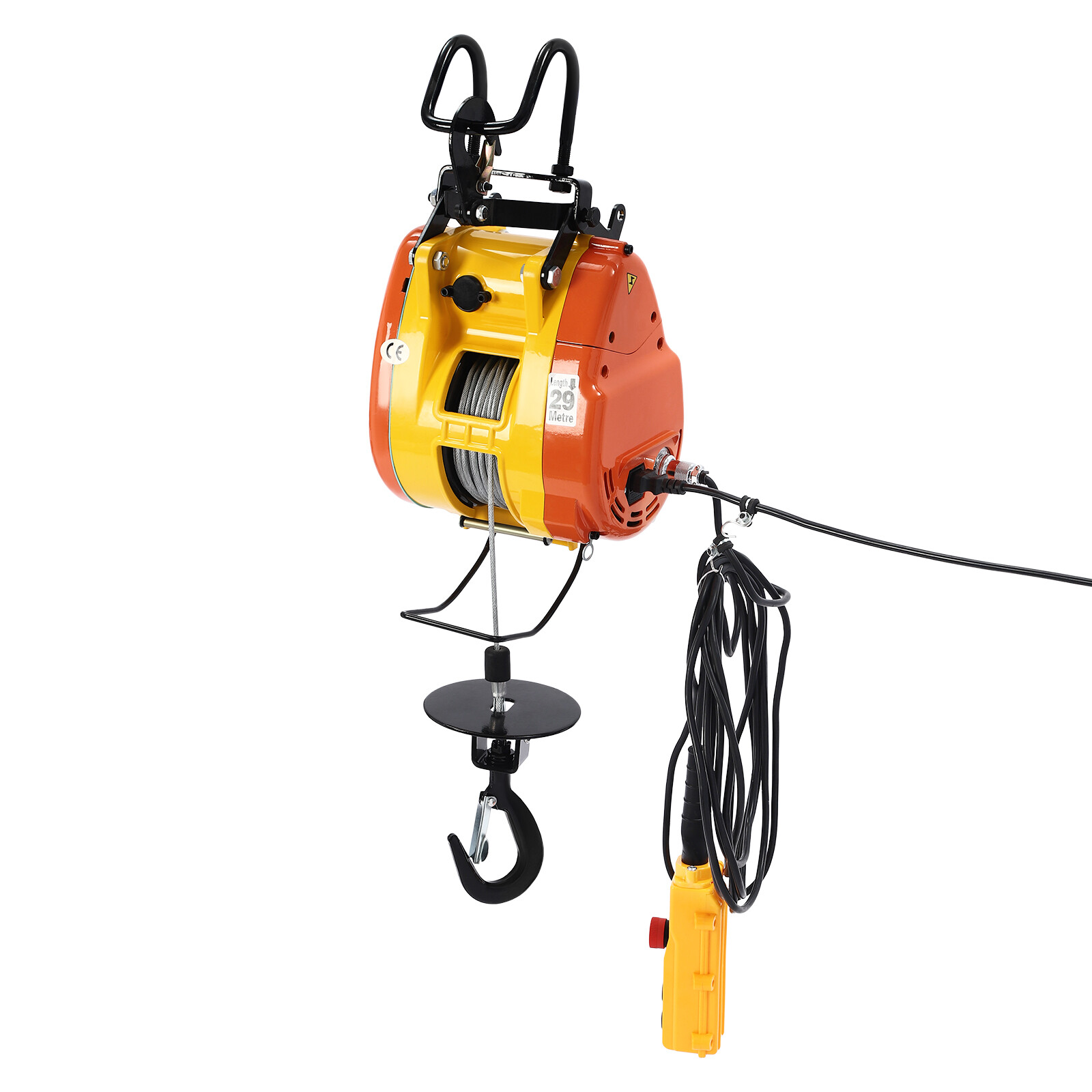1300W 500lbs Electric Hoist 95ft Lifting Crane Winch w/Wired Remote Control 110V