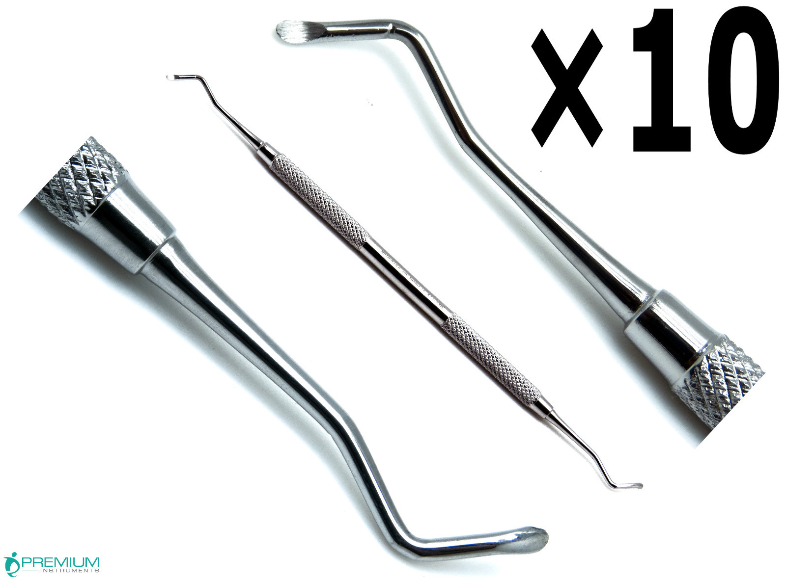 10× New Excavator Spoon 1.5mm, 18W Dental Restorative Double Ended Instruments