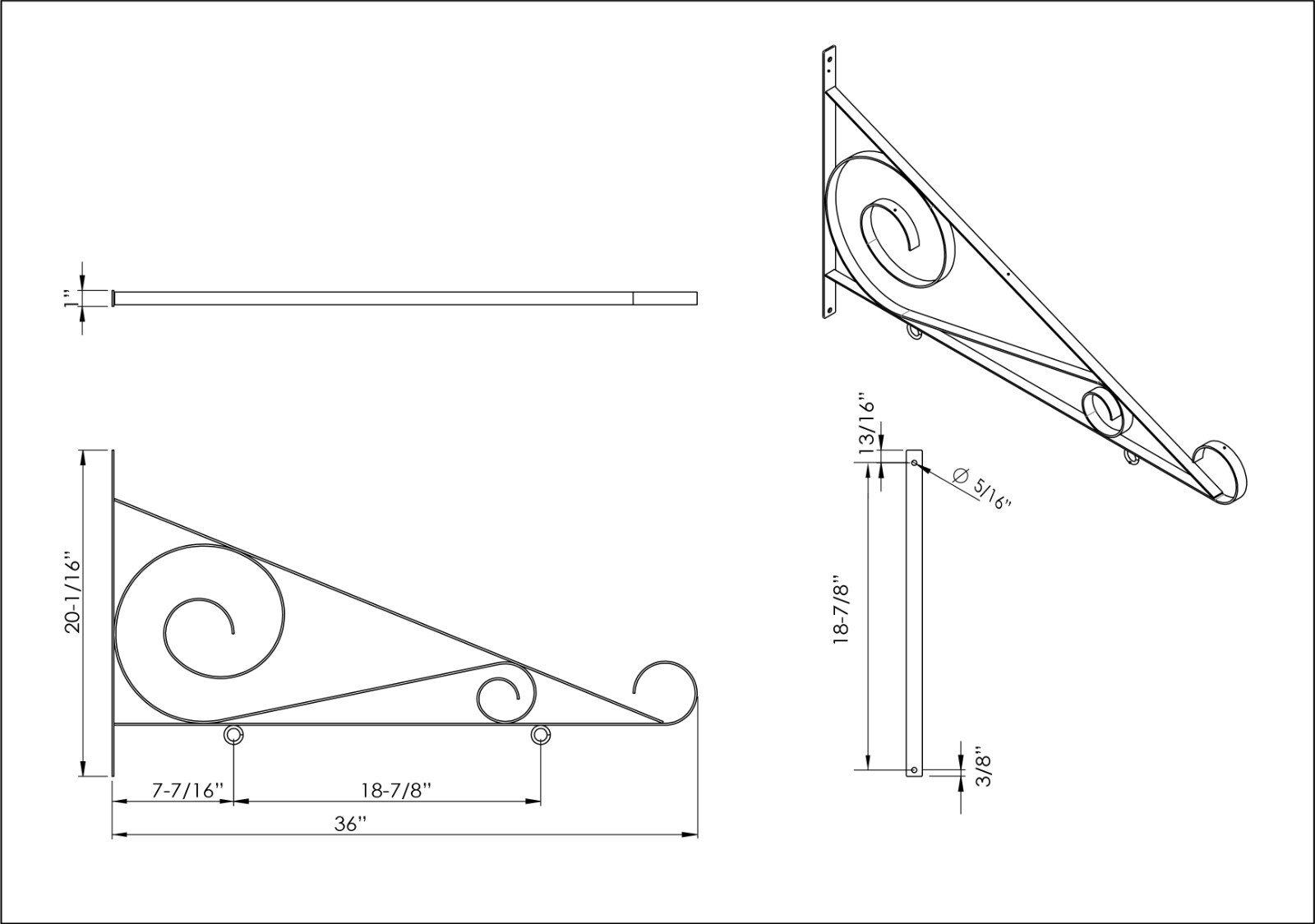 Hanging Sign Scroll Bracket – 36″