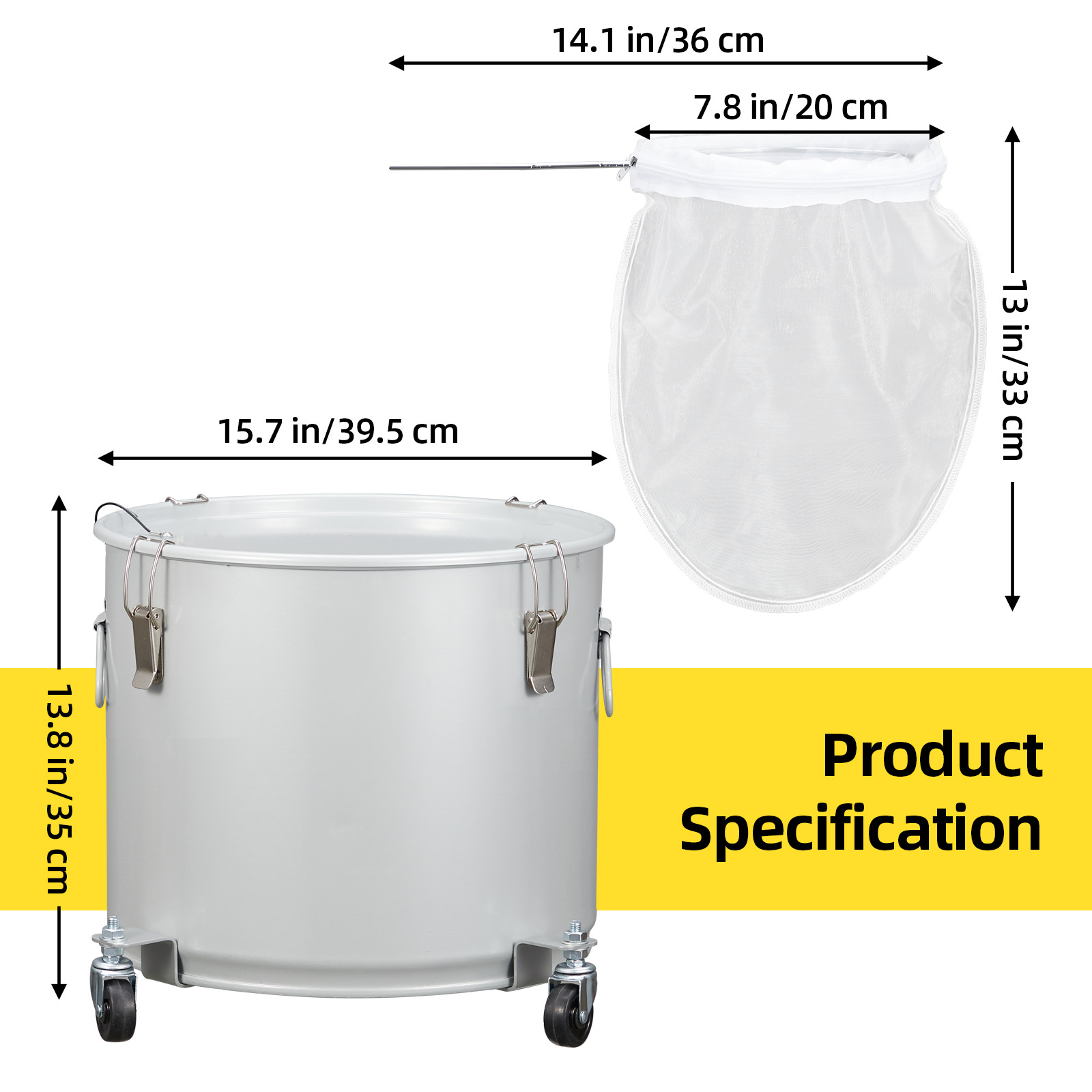 Commercial Oil Storage Container 10 Gallon Leak-Proof Filter Bag Mobile Kitchen