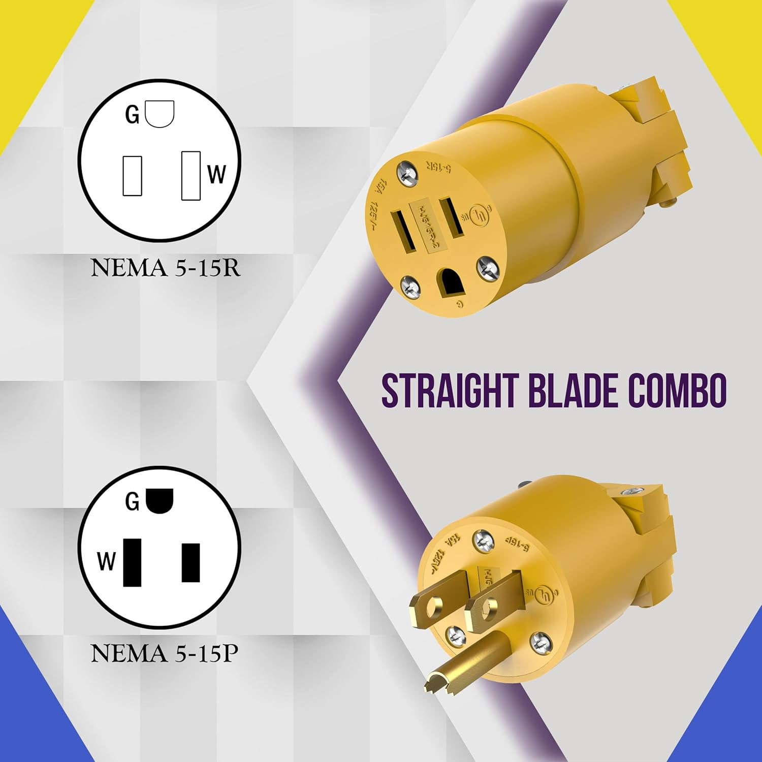 Electrical Replacement Plug & Connector Set, Extension Cord Ends Male and Female