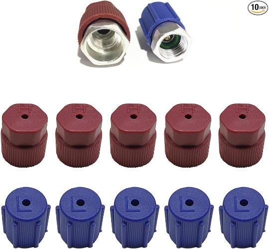 10-Piece 13mm & 16mm AC Service Port Caps, High & Low Pressure Valve Dust Covers