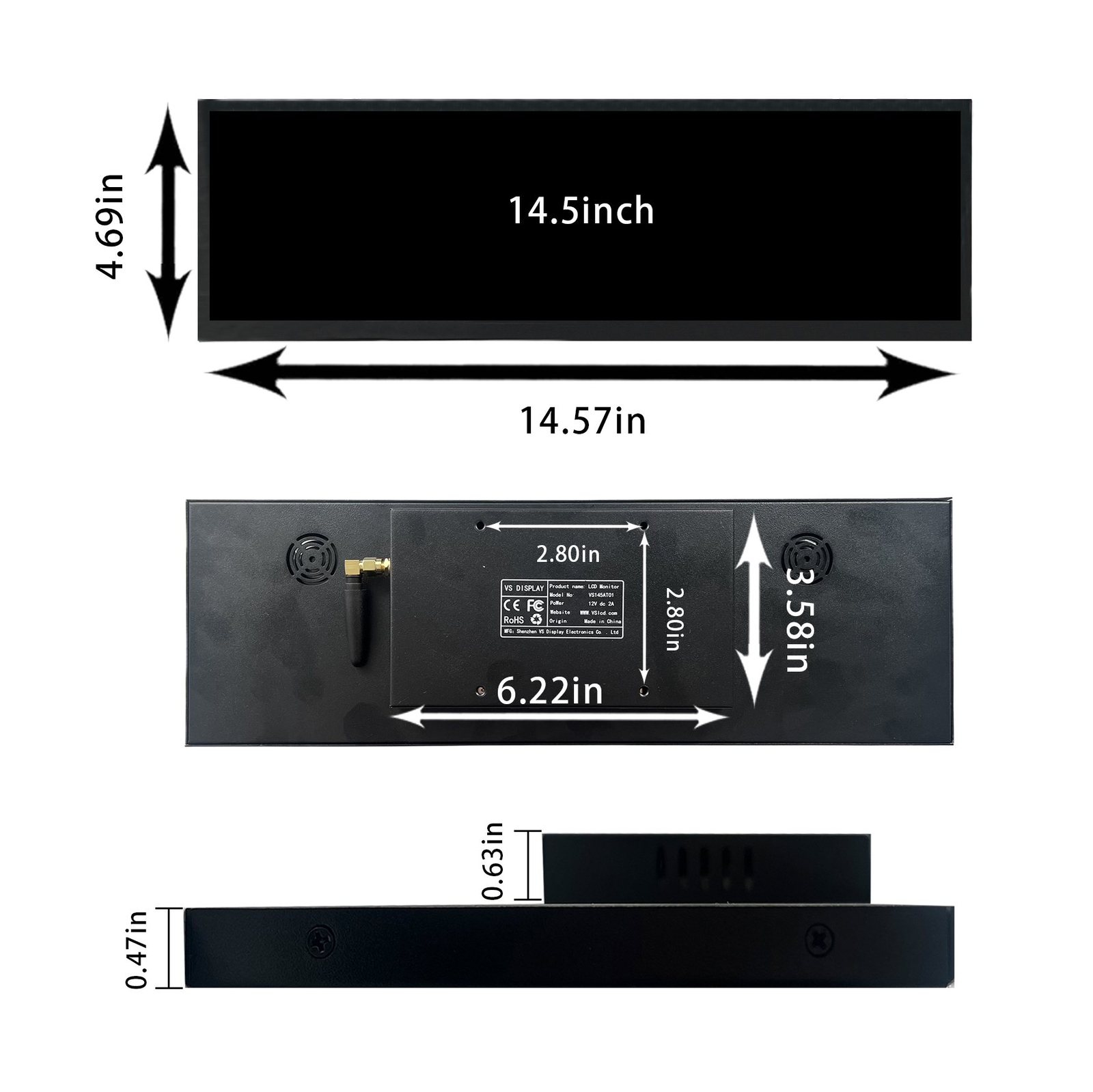 14.5inch 2K Android LCD monitor USB AutoPlay,Autoloop IPS LCD Screen