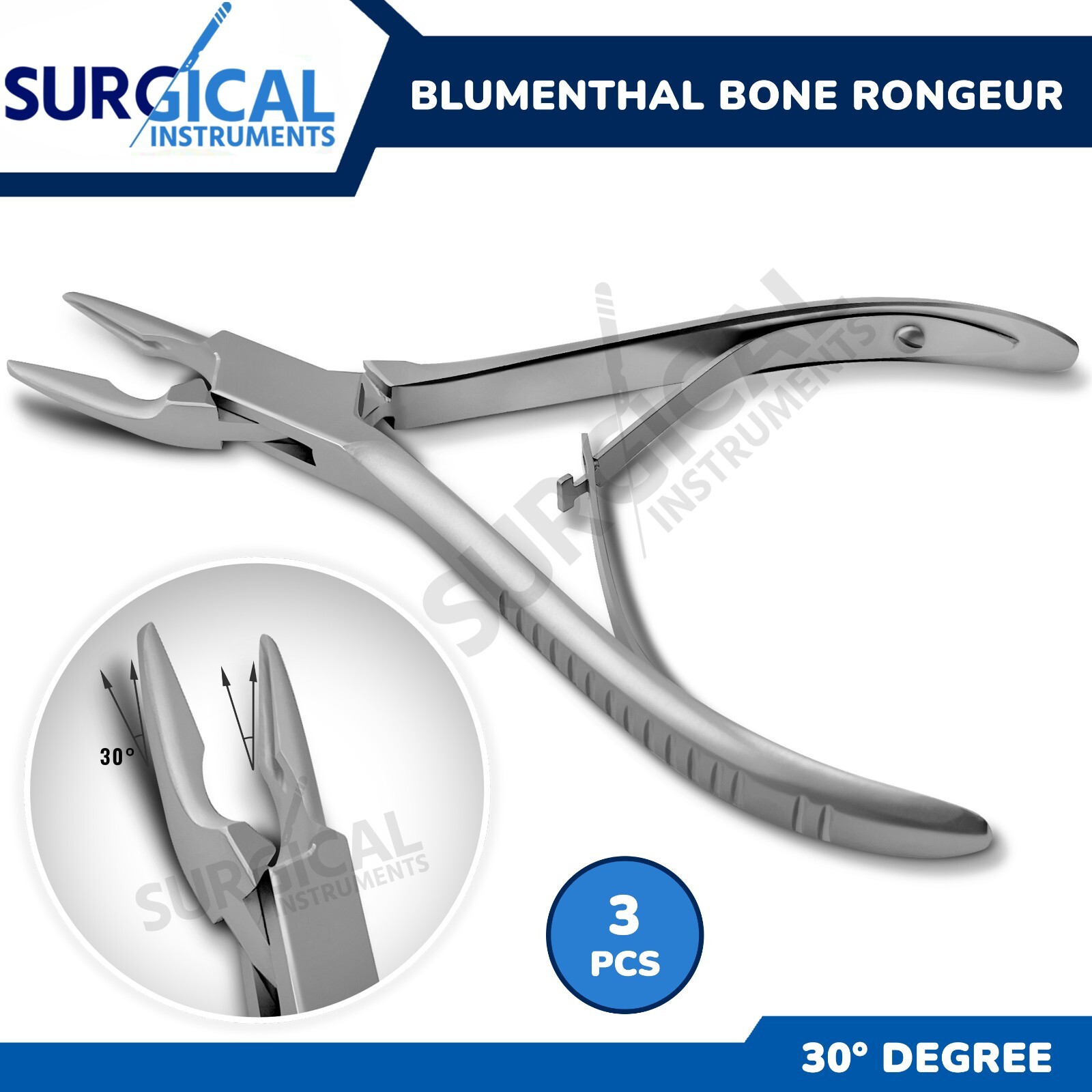 3 Pieces Of Blumenthal Bone Rongeur 30 Degree 5.5″ Surgical Dental Instruments