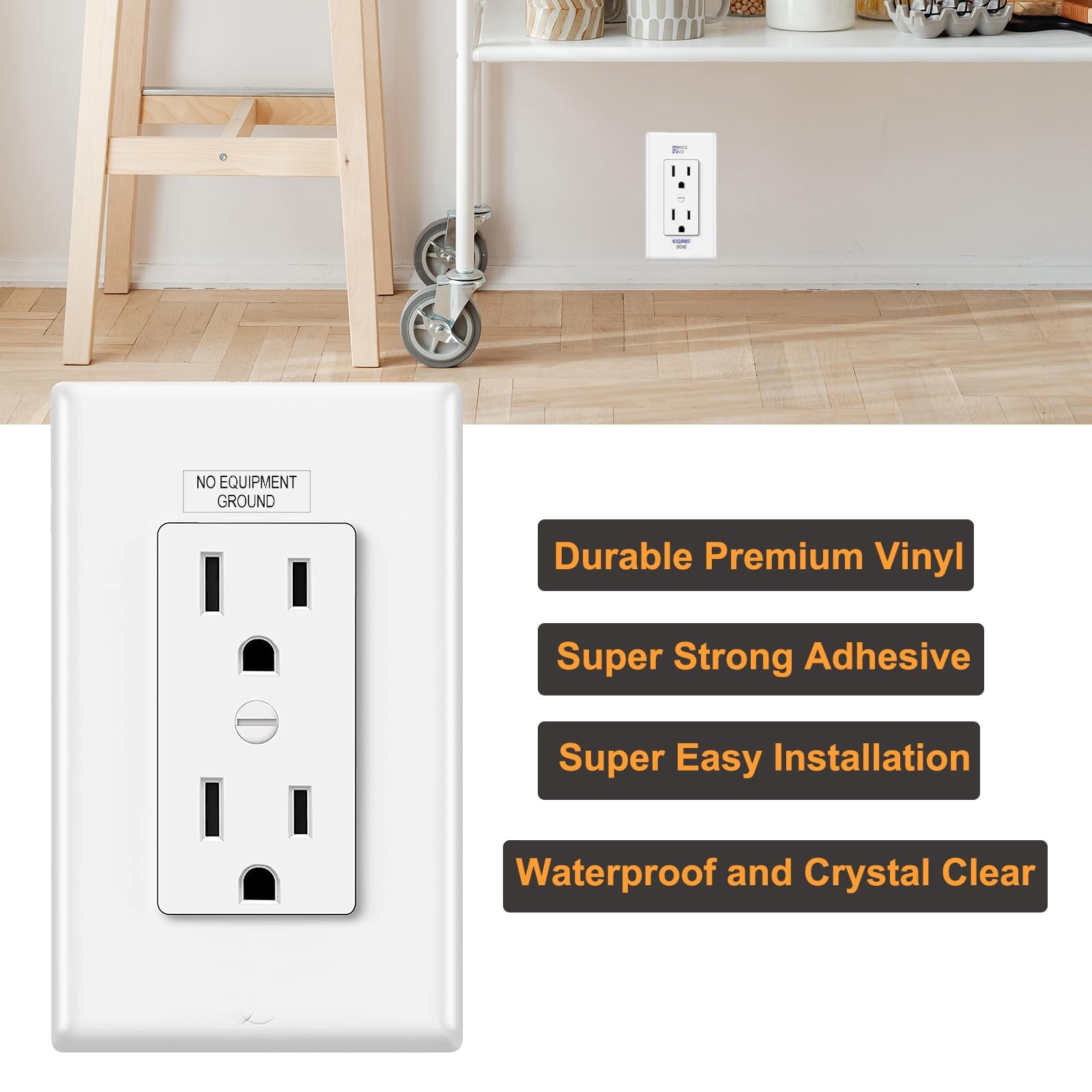 NO Equipment Ground Protected Outlet Receptacle Plates Label Sticker Decal