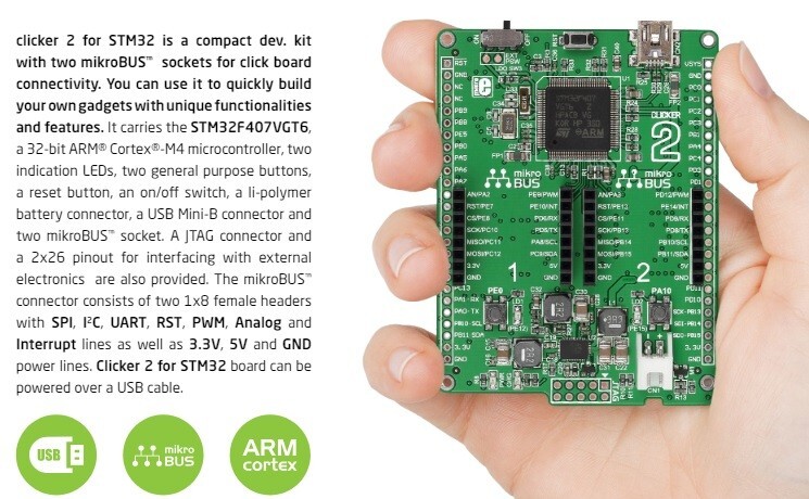MikroElektronika Clicker 2 Seater Development Board STM32 MIKROE-1685 I2C USB