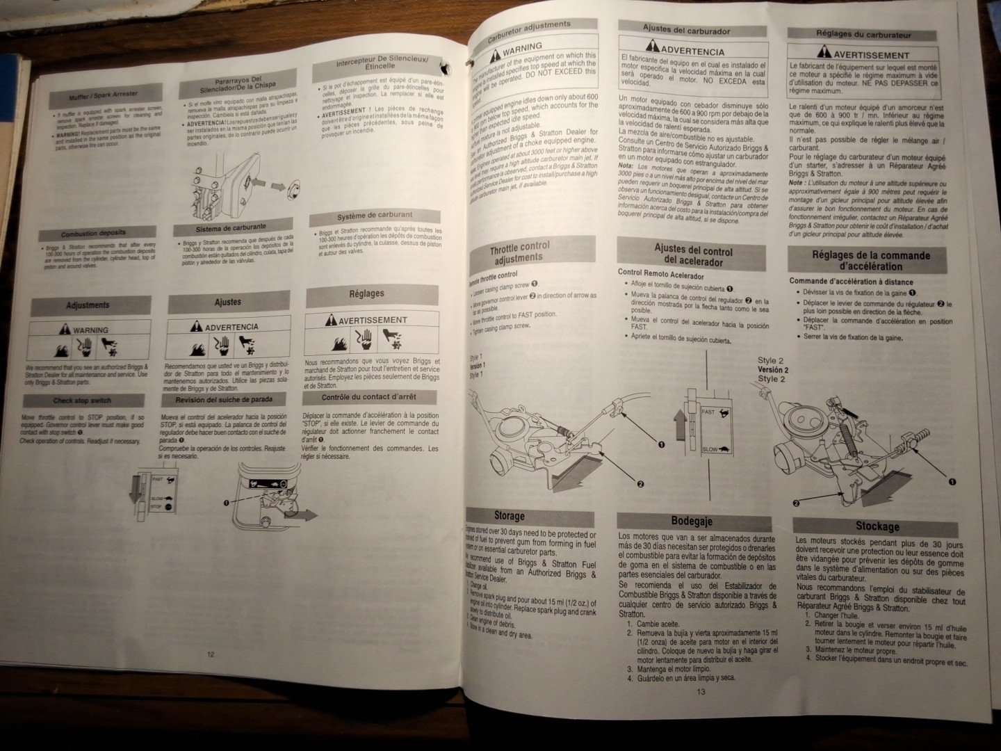 Briggs & Stratton Engines Model 90000 Model 100000 Operating/Maintenance Manual
