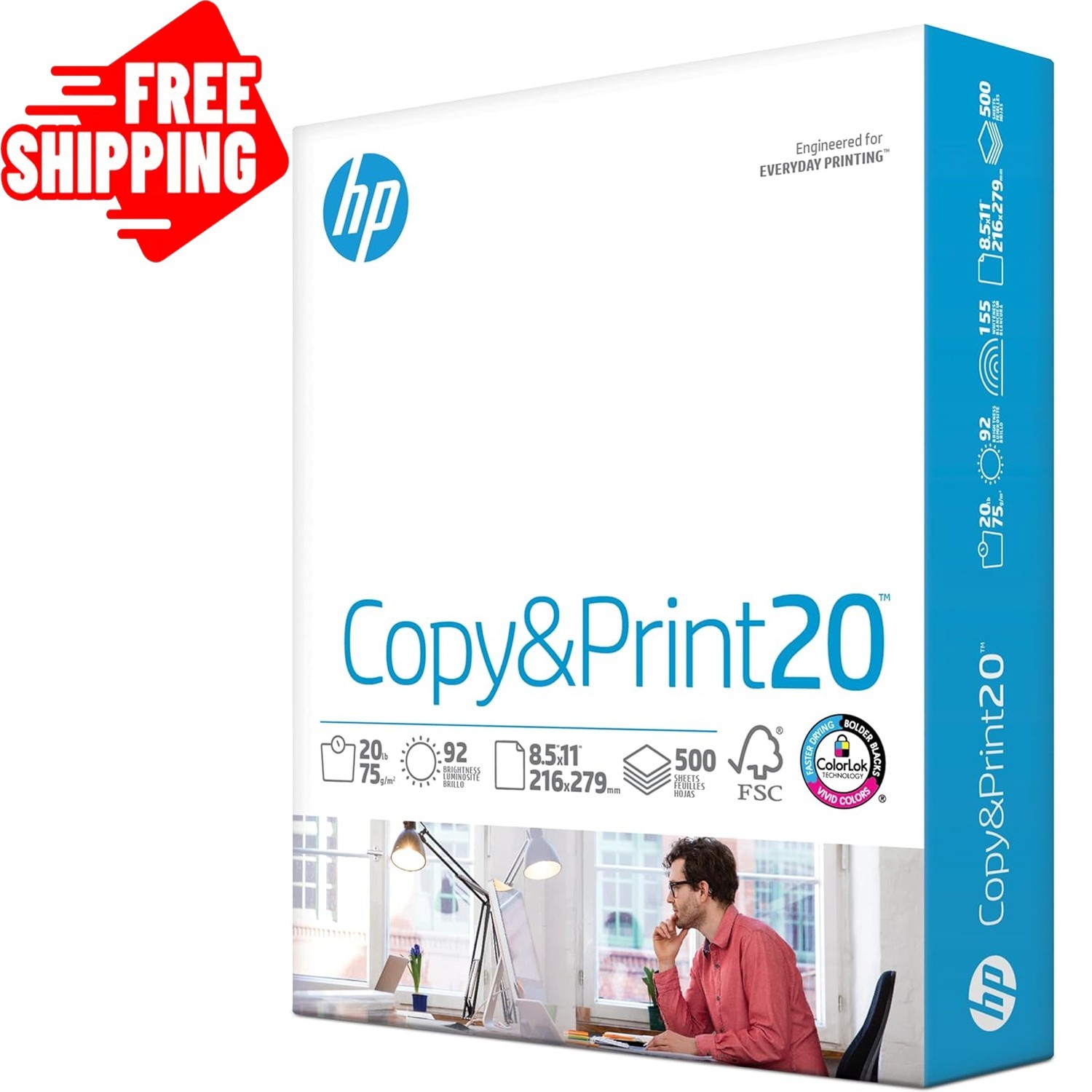 HP Printer Paper 8.5 x 11 Paper Copy &Print 20 lb 1 Ream Case – 500 Sheets USA