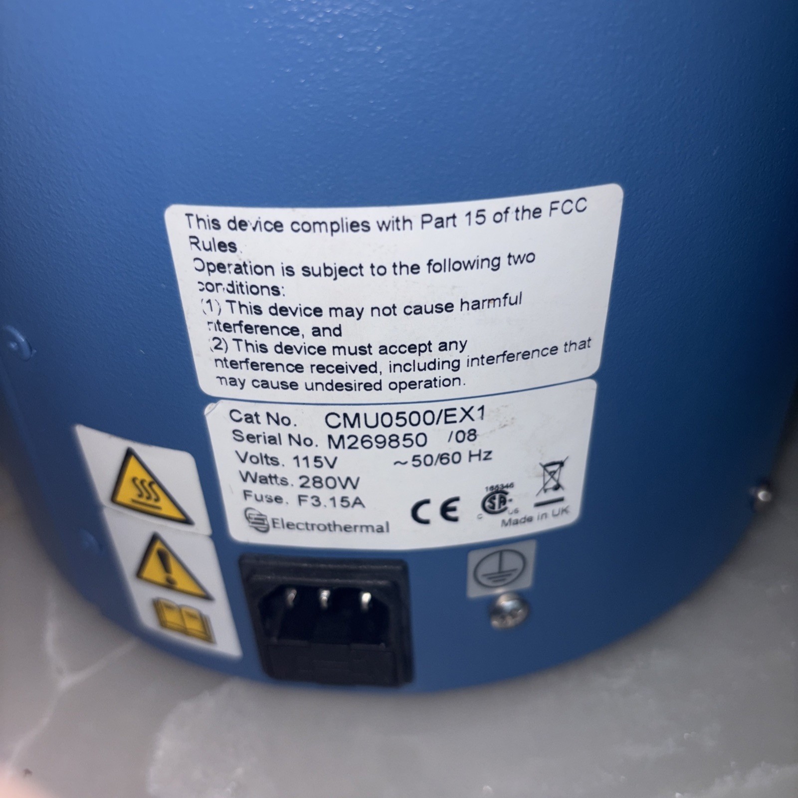 Thermo Scientific 500ml Flask Electrothermal Heating Mantle CMU0500/EX1 280 Watt