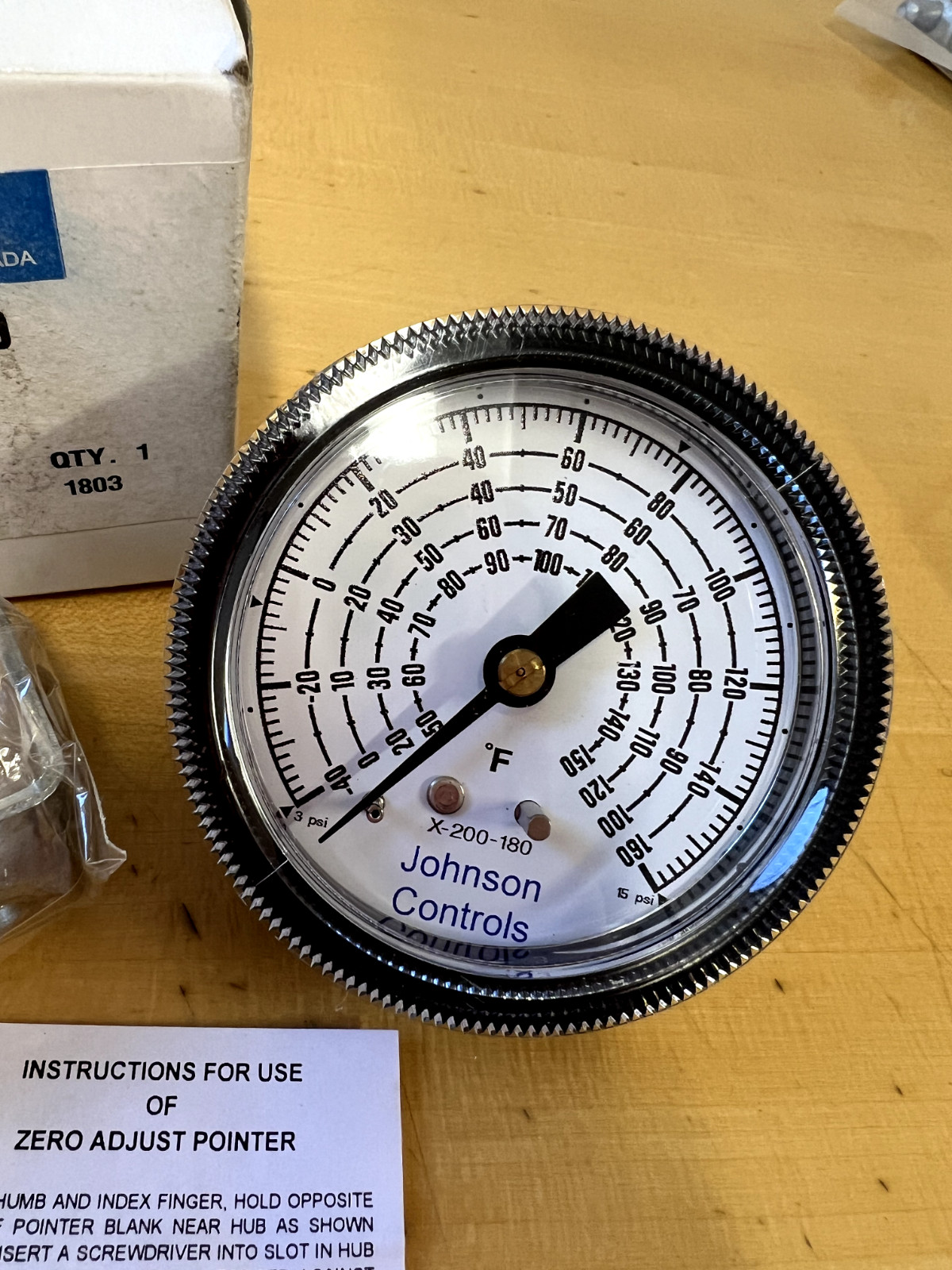 Johnson Controls X-200-180 Temp Adj Gauge 2.5″ 40/160F, 0/100F, 20/120F, 50/150F