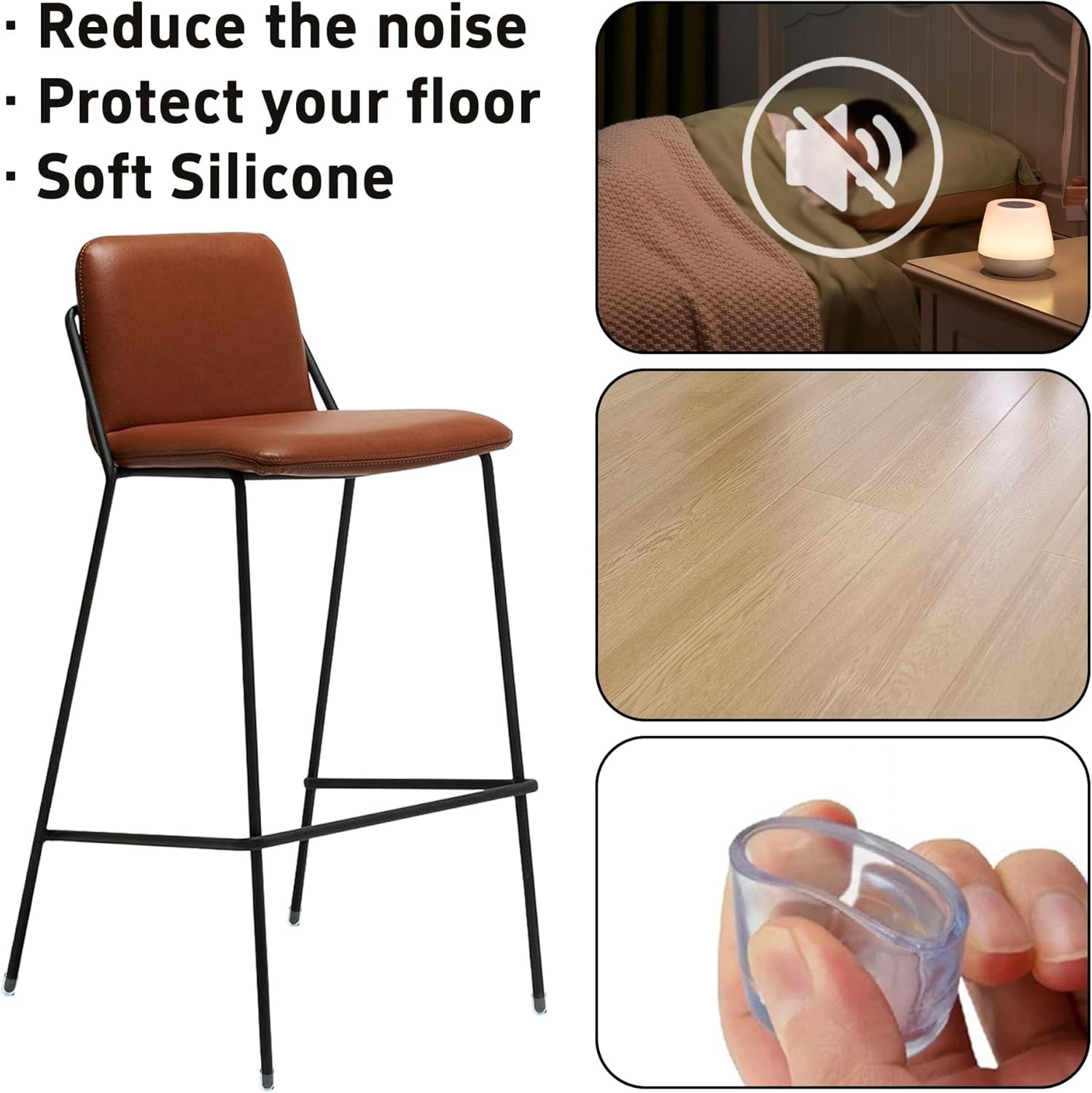 16PCS 3/4Inch ID Transparent Chair Leg Caps, Silicone 0.79 inches, Clear