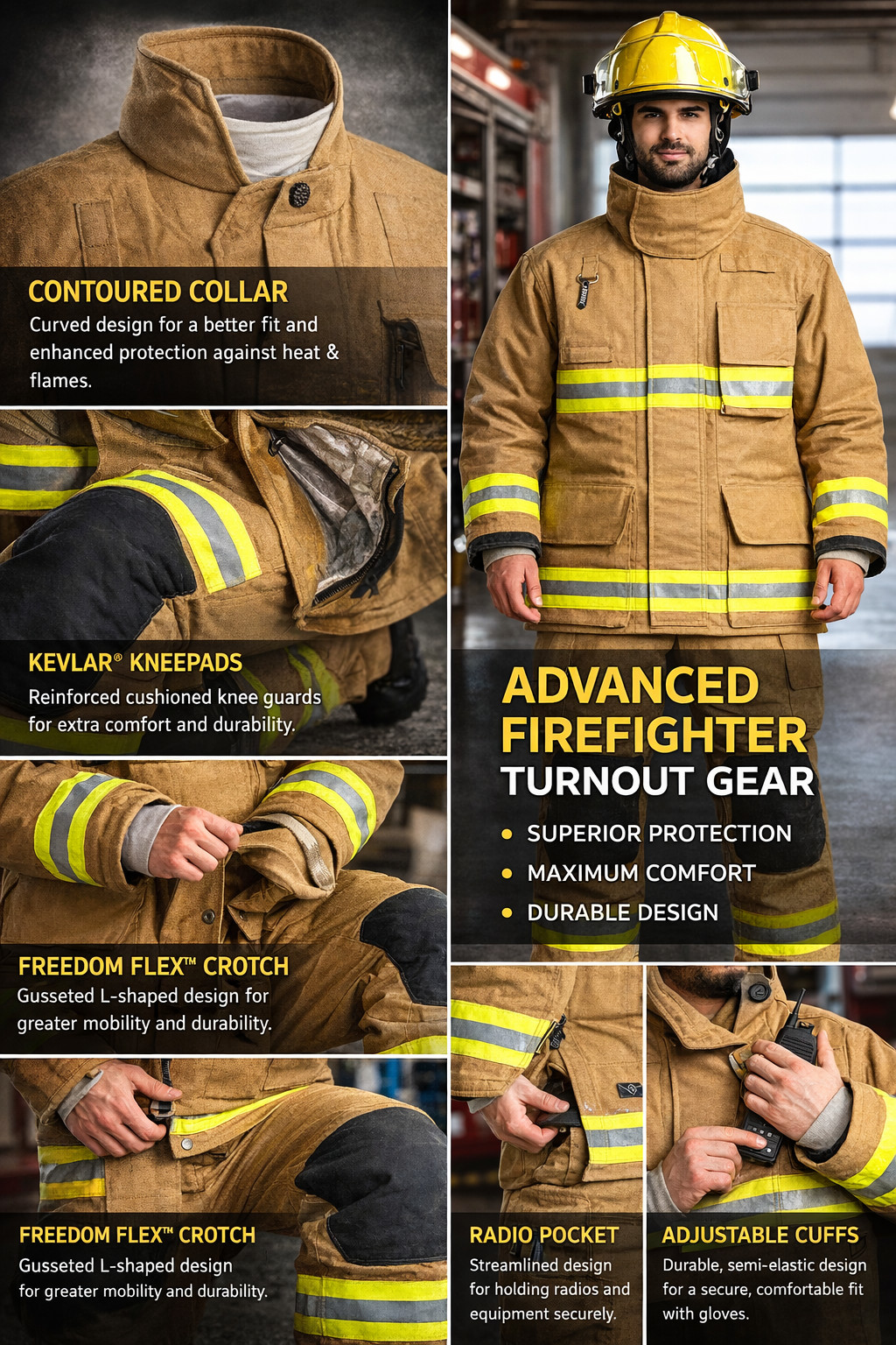 DYOB Firefighter Suit Fire Suit Turnout Gear Jacket/Pants w/ Overall straps NFPA