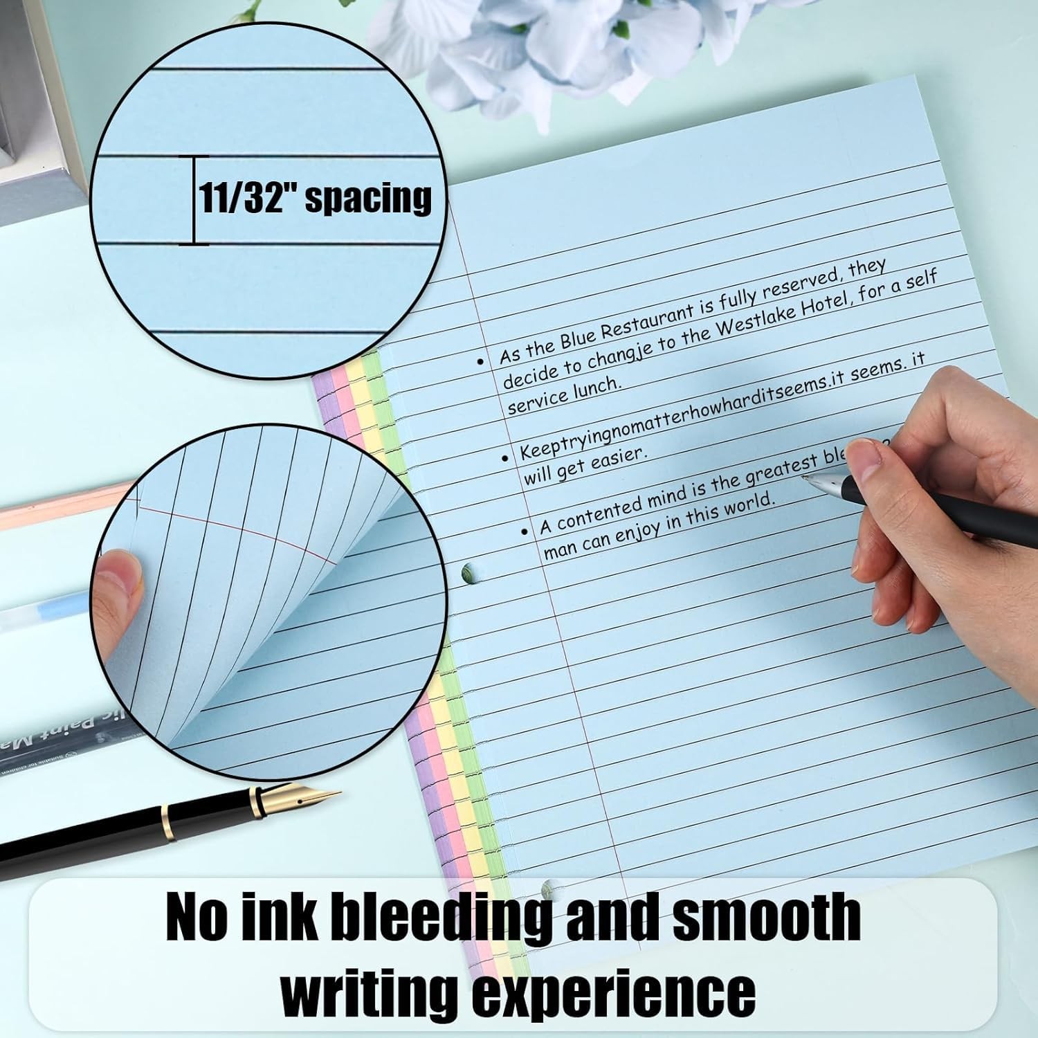 500 Sheets Colored Filler Paper, 5 Colors 8 x 10-1/2 Inch Wide Ruled, 3-Hole …