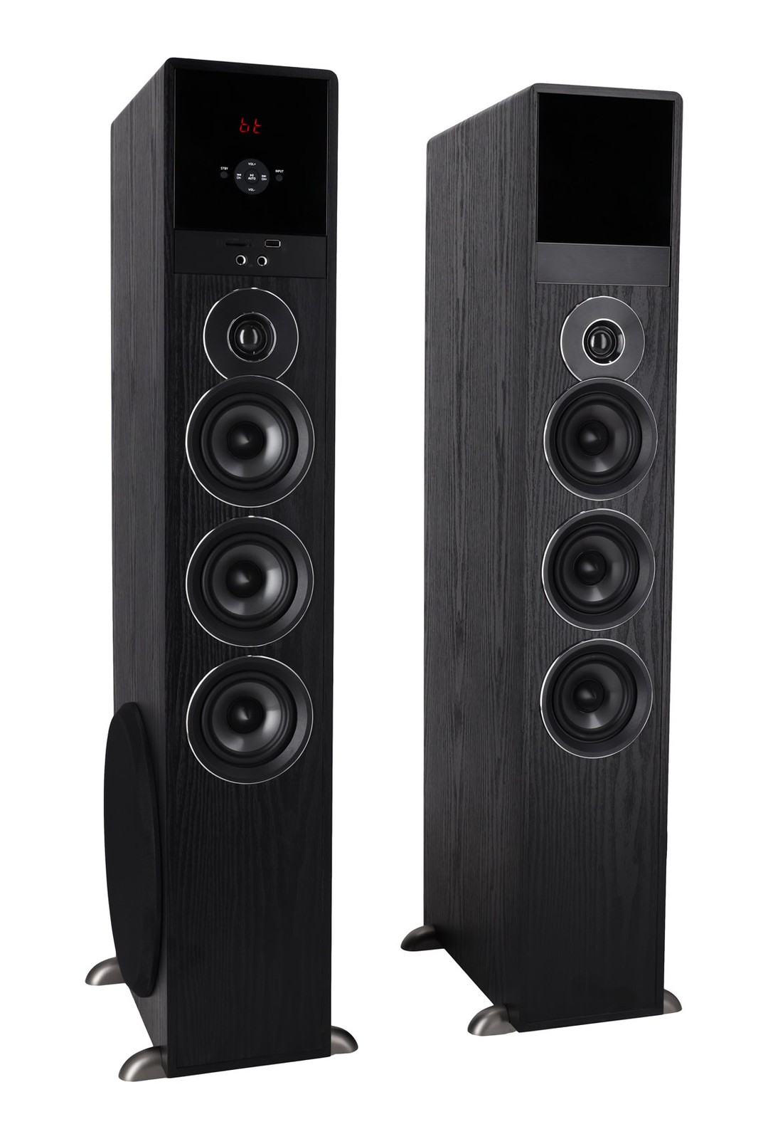 Rockville TM150B Black Powered Home Theater Tower Speakers 10″ Sub + Bluetooth