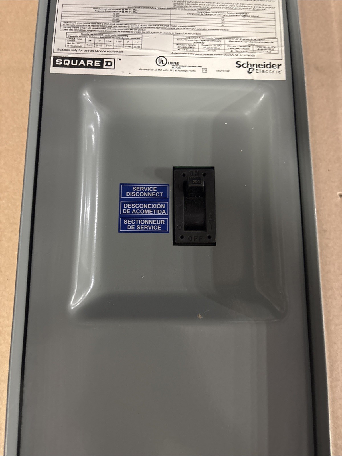Square D Q2200MRBE Circuit Breaker Enclosure with Main Breaker