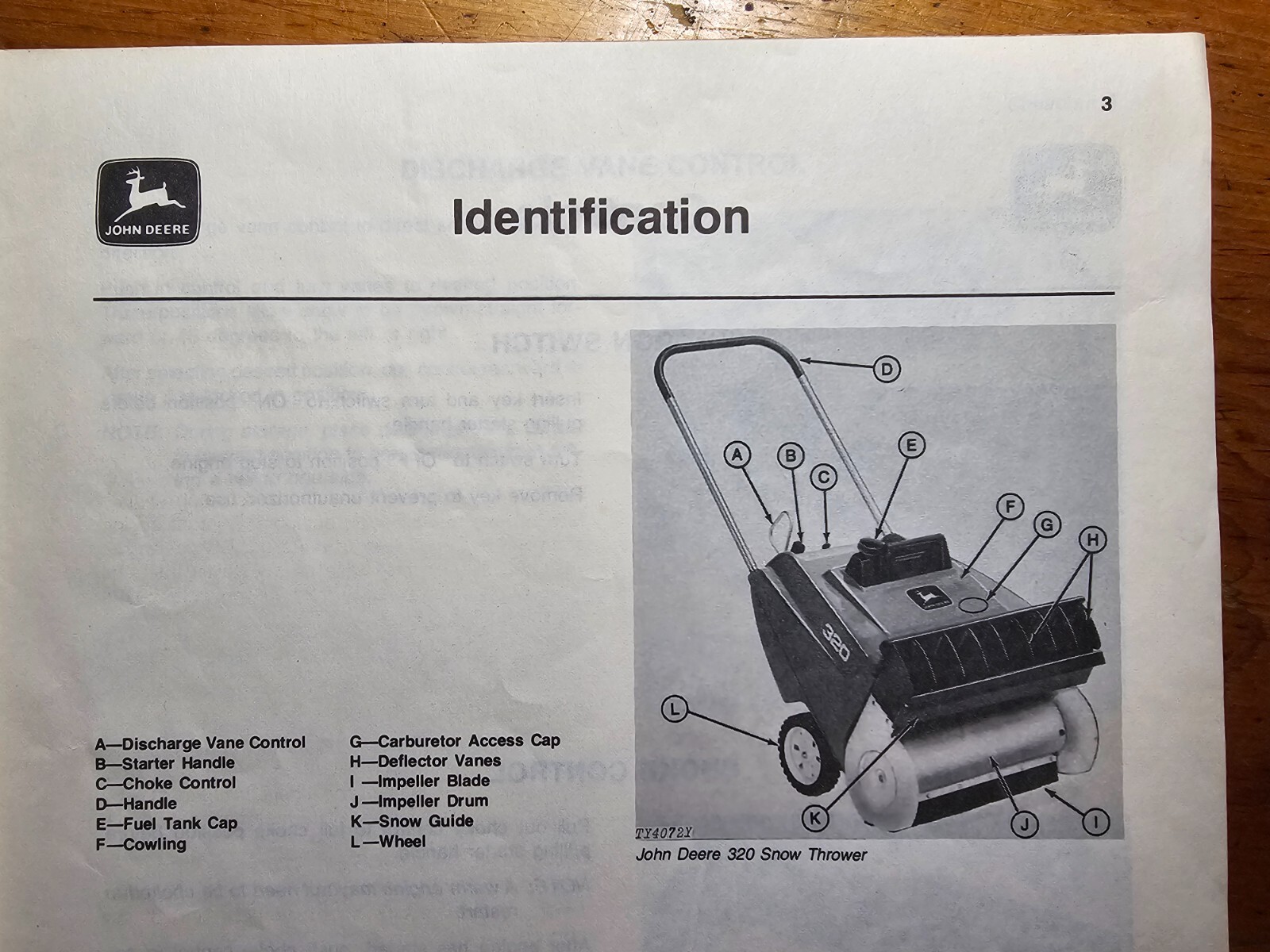 John Deere 320 Snow Thrower S/N -44999 Owner’s Operator’s Manual OM-TY3896 F8