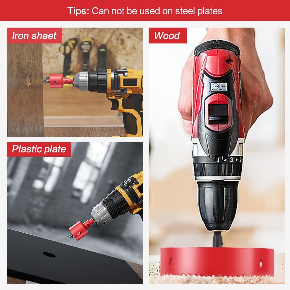 5.5 Inch Hole Saw, 5 1/2 M42 HSS Bi-Metal Cutter, 140, Red