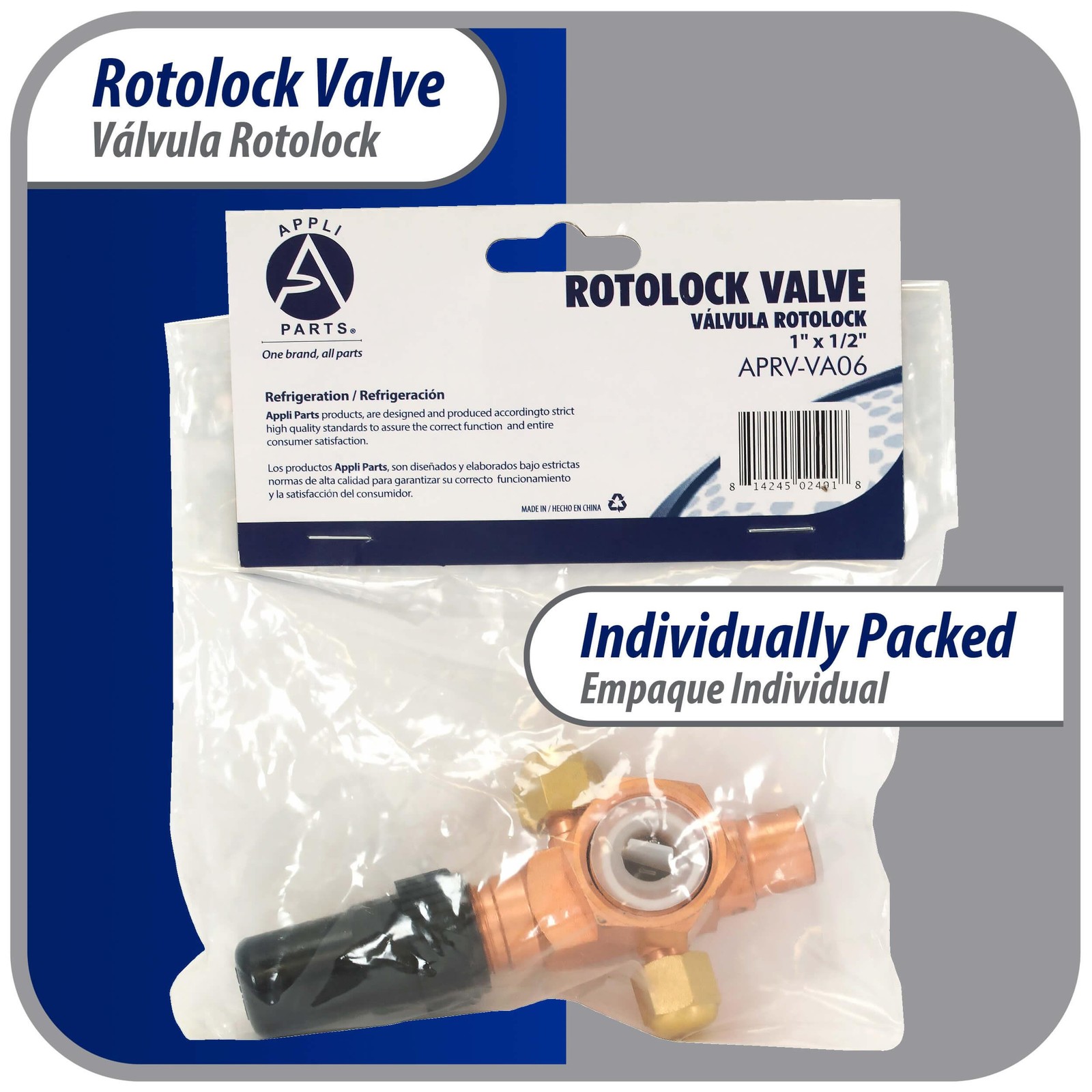 Appli Parts APRV-VA06 Rotolock Valve V06 1 in x 1/2 in ODF solder connection Uni