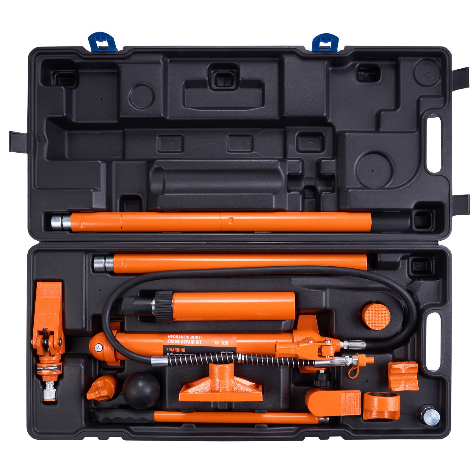 10Ton Hydraulic Ram Kit with Pump, 4.6ft/1.4m Oil Hose and Storage Case