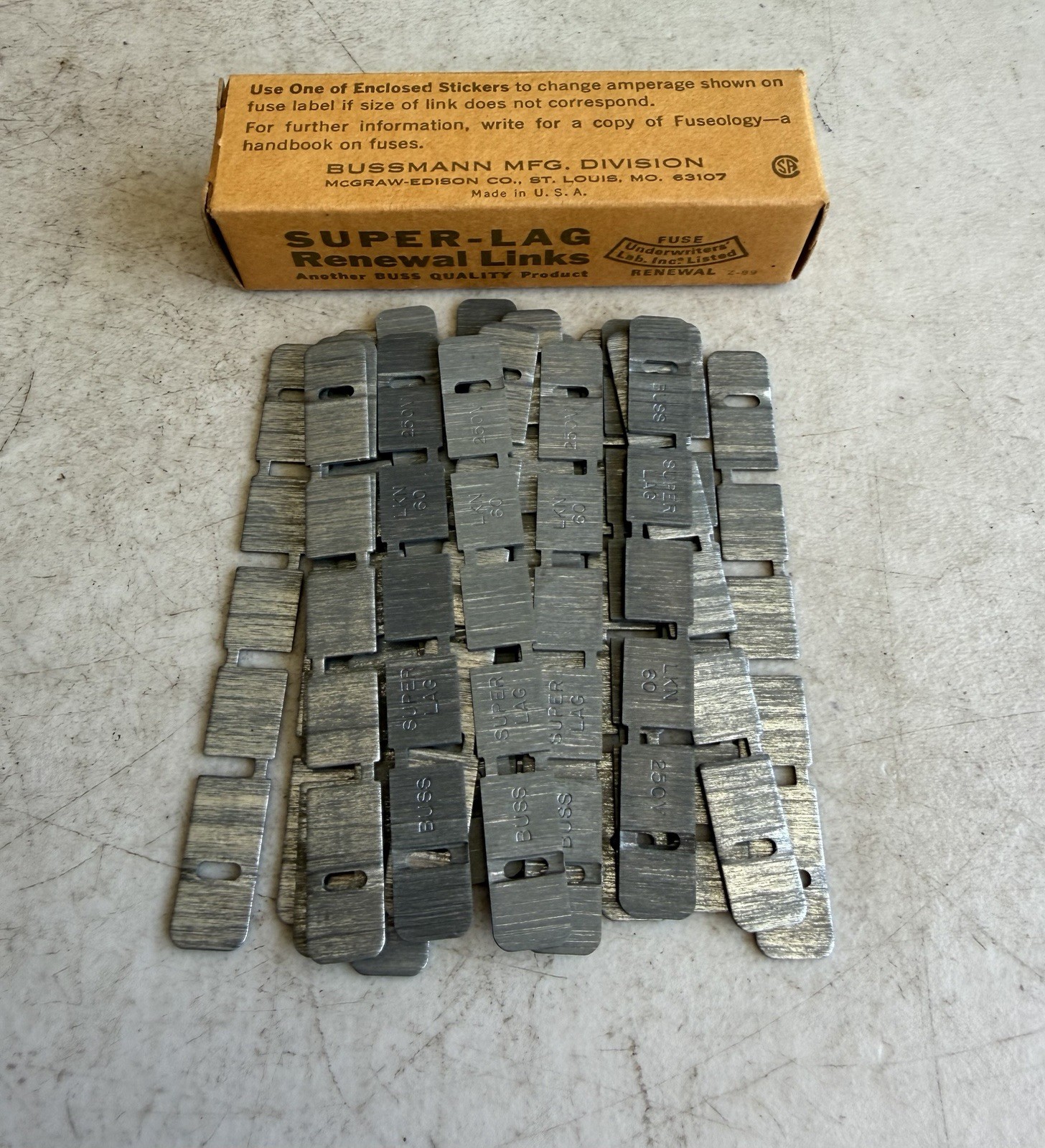 Lot Of 20! Bussman LKN 60 Super-Lag Fuse Renewal Links 60A 250V