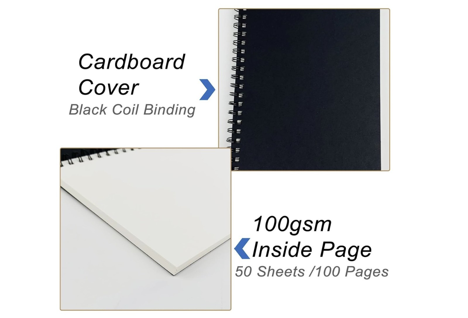 DSTELIN Spiral Notebook 7.5×5.1 Soft Cover 100 Pages Black