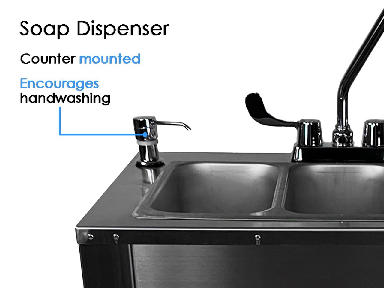 Portable Stainless Steel Sink Warewashing Station Hot/Cold Water & Splash Guard
