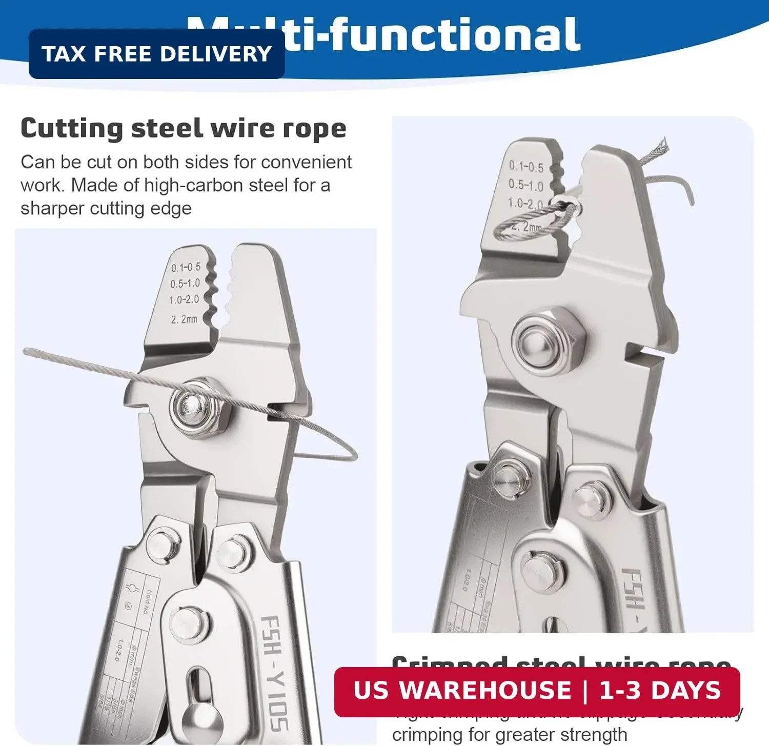 1/16IN 66FT Wire Rope Crimping Tool with 150pcs Aluminum Crimp Sleeves | Stainle