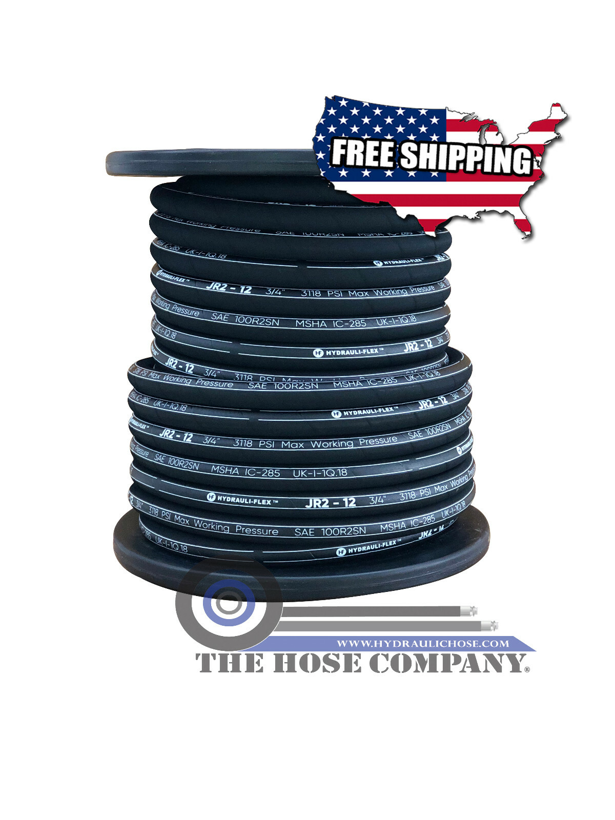 ** NEW 164ft R2-12 Reel 3/4″ SAE 100R2AT 2 Wire Hydraulic Hose FREE SHIPPING **