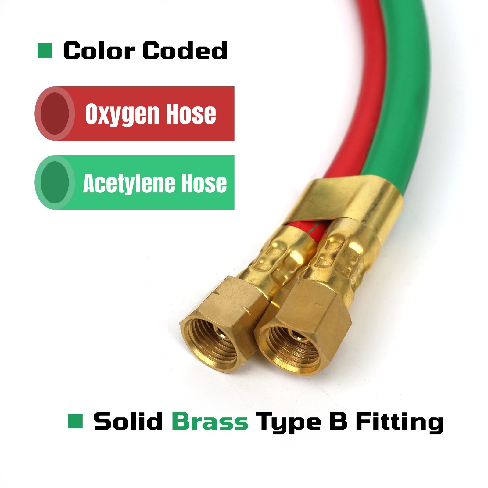 1/4″ x 50′ Twin Welding Hose – Meets RMA/CGA Standards for Grade R, Type D)