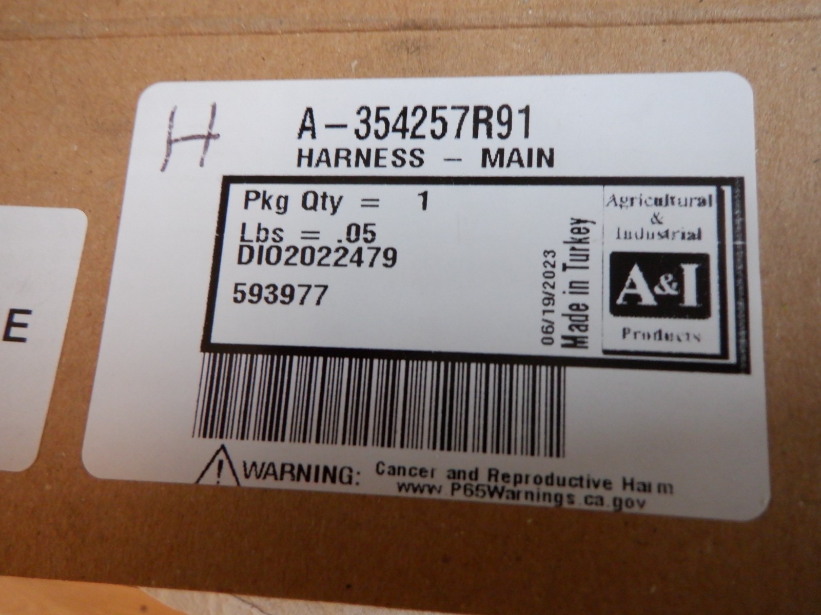 FARMALL MODEL H & HV MAIN HARNESS. # 354257R91. BRAIDED. SEE DETAILS & PICS.
