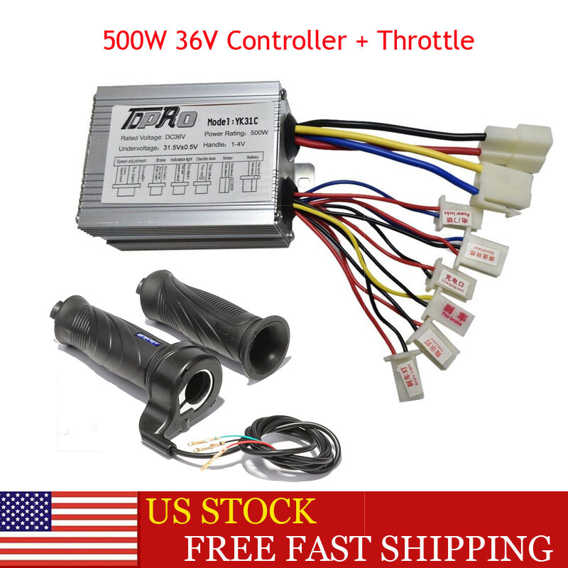36V 500W Electric Scooter Brush Speed Controller and Throttle for Bicycle E-bike