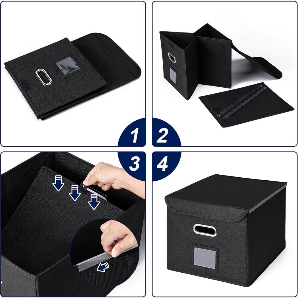 Large Hanging File Organizer Box with Lid, Portable Collapsible Storage File Box