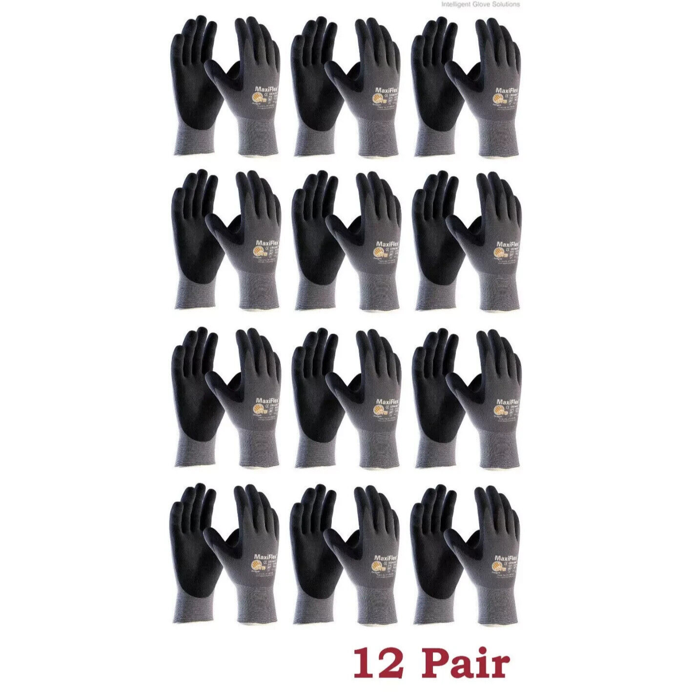 MaxiFlex Ultimate Micro Foam Nitrile Grip Coated WORK GLOVES 12 PAIR 34-875/S(7)
