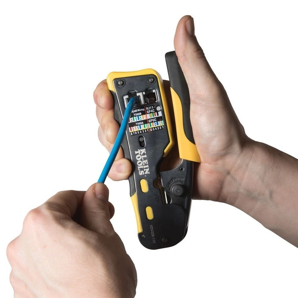 Klein Tools VDV226-110 Ratcheting Ethernet Crimper Cutter Pass-Thru RJ45 NEW🔥