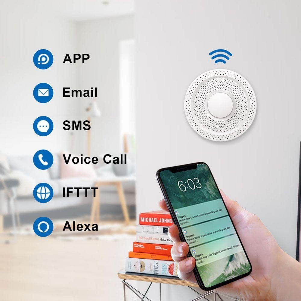 Smart Wi-Fi Air Quality Sensor, Monitors Air Pressure, CO2, PM2. 5, TVOC, Temper