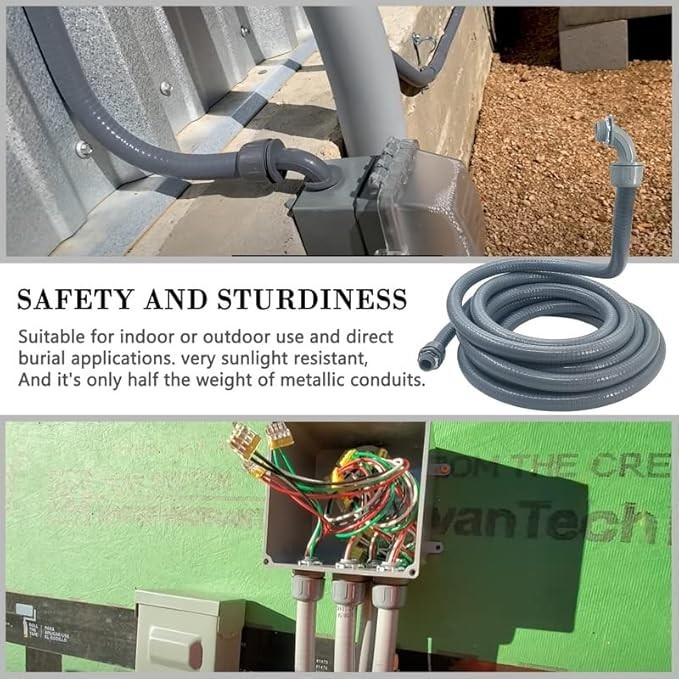NEW 3/4″ 100Ft Liquid-Tight Flexible Non-Metallic Electrical Conduit Kit 3/4″ Di