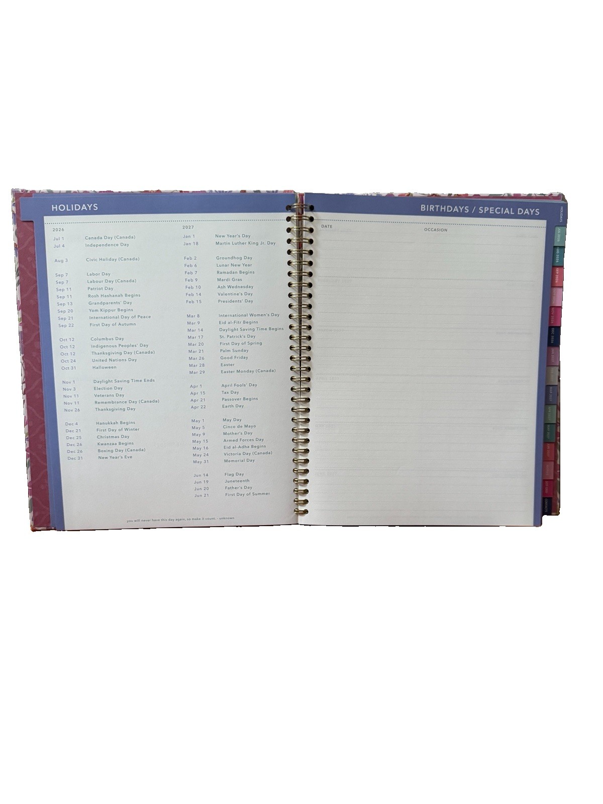 2027 Clementine 12 month Floral Planner July 2026-June 2027 11×9” Notebook Size