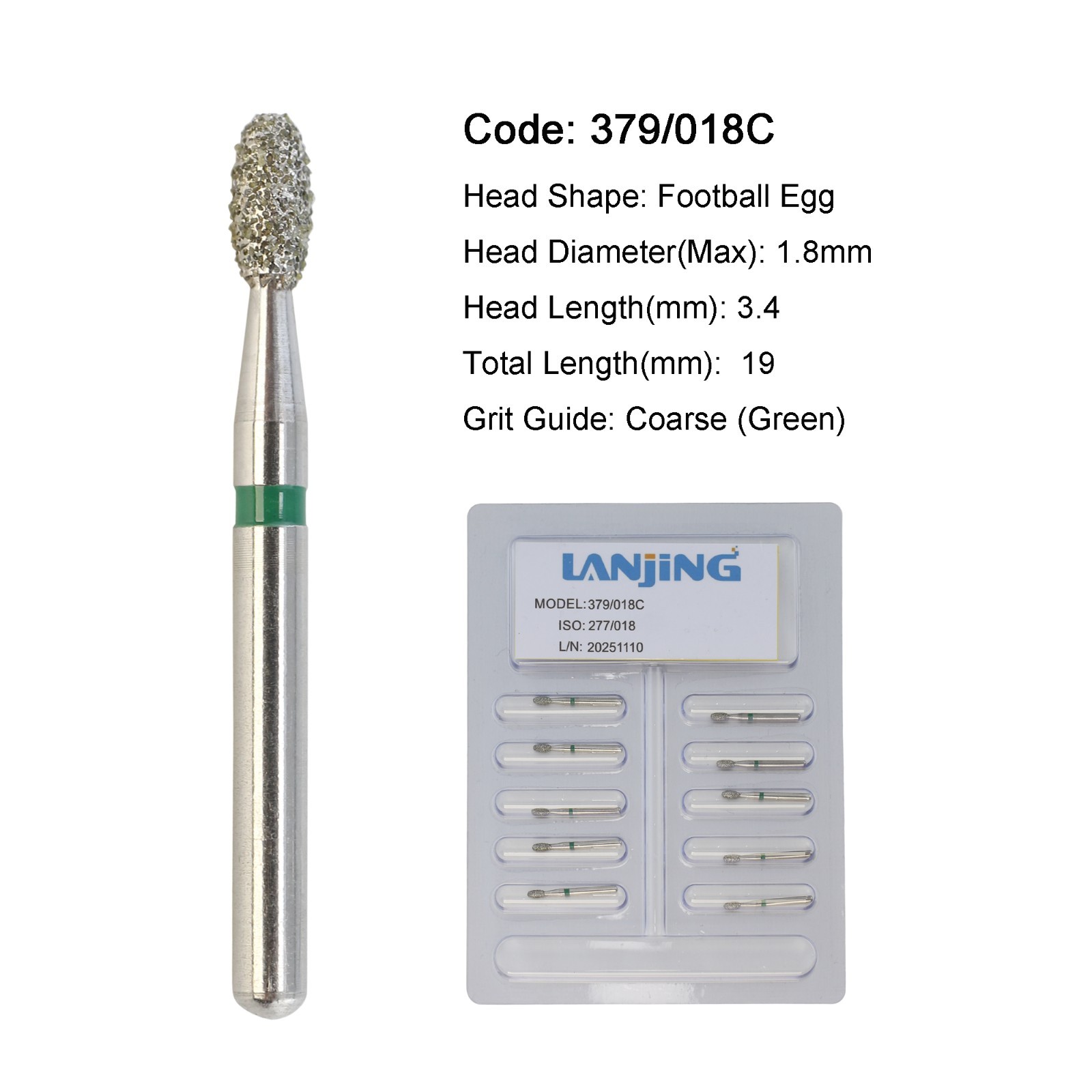 Dental Burs Diamond 330 Pear Egg Football Barrel High Speed FG 830/010 379/023