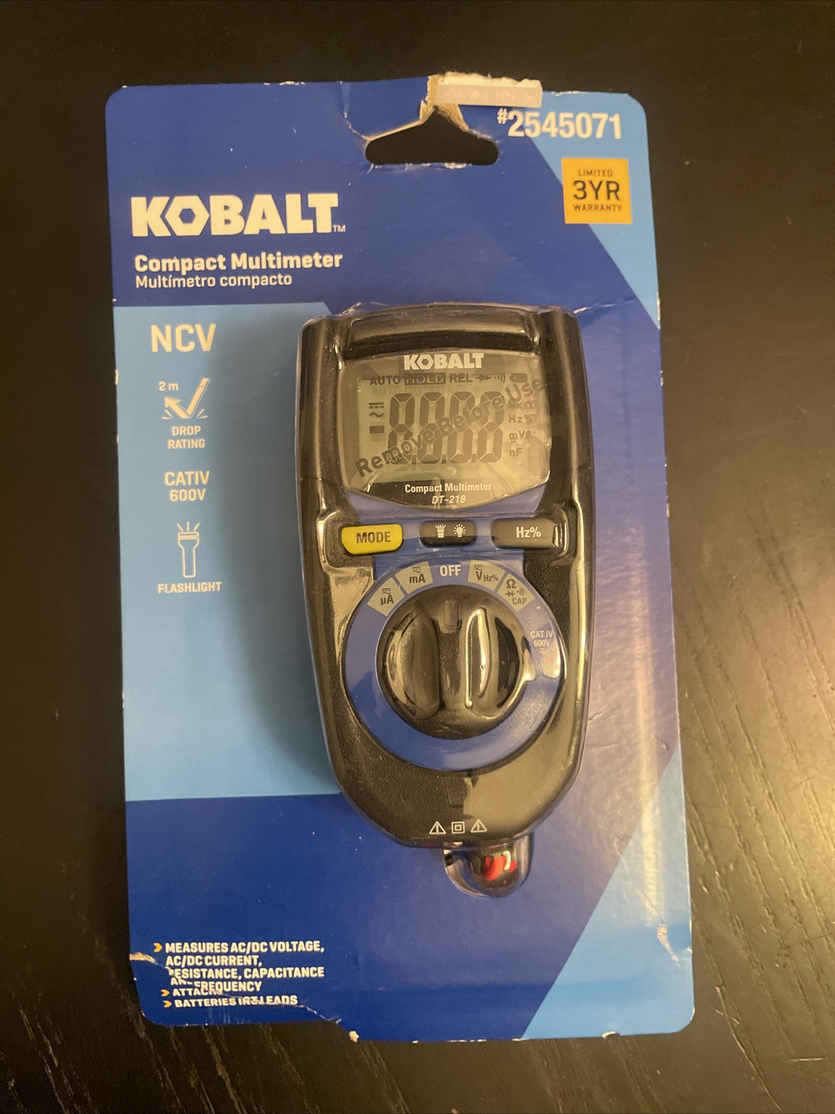 Kobalt Tools 2545071 Compact Multimeter CAT IV With Batteries 600V 3-In-1 NCV