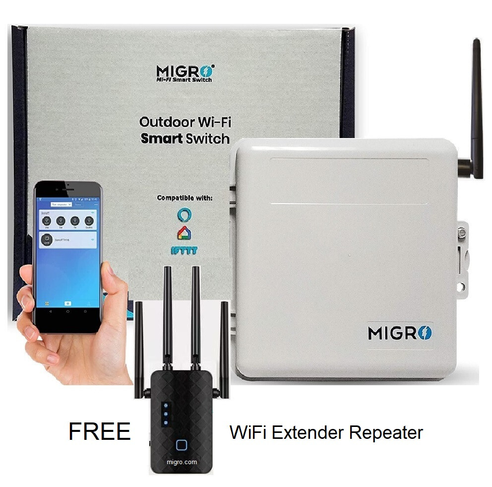 WiFi 4 CH Pool Control, Pump, Heater, Lights, Timer, Access, 220V FREE Repeater