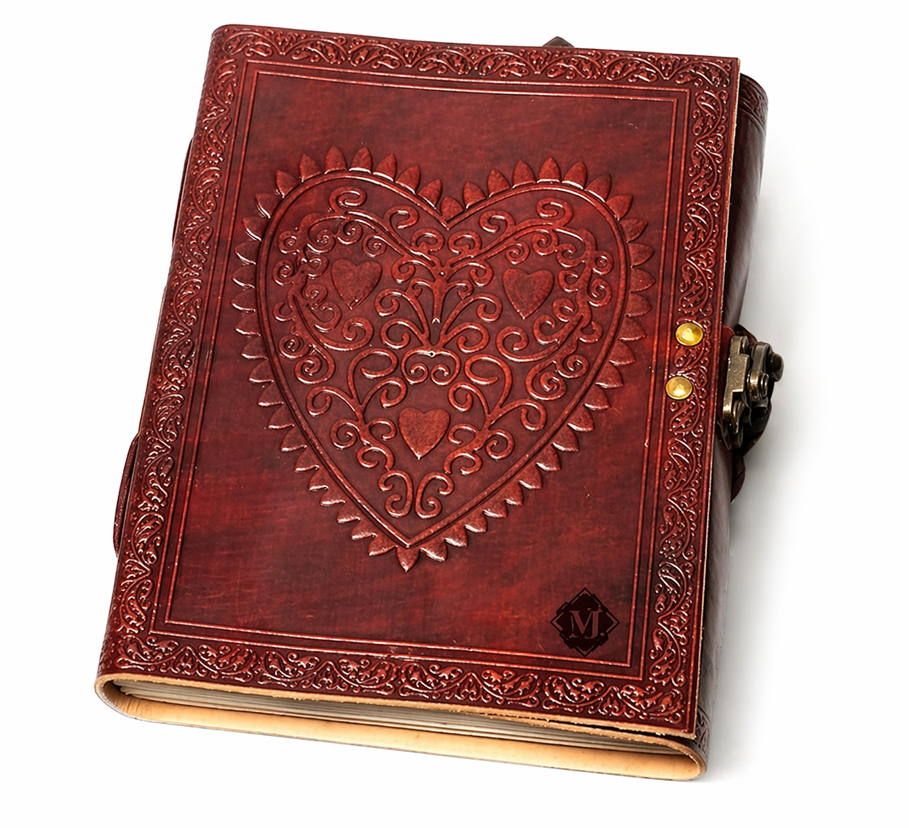Leather Journal Notebook 8×6 Handmade Vintage Diary with Lock 200 Lined Page
