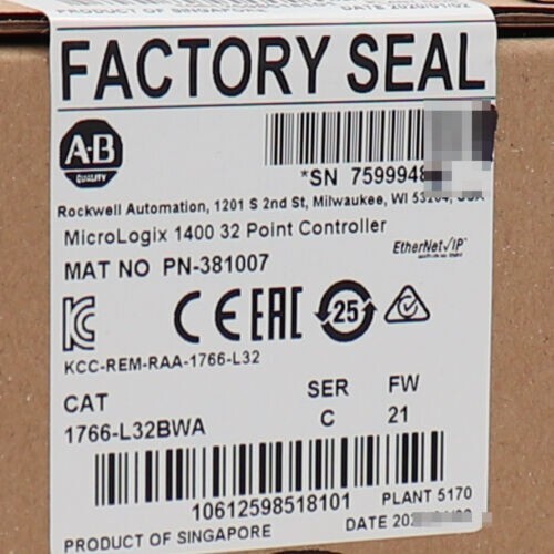 New Factory Sealed AB 1766-L32BWA SER C MicroLogix 1400 32 Point Controller