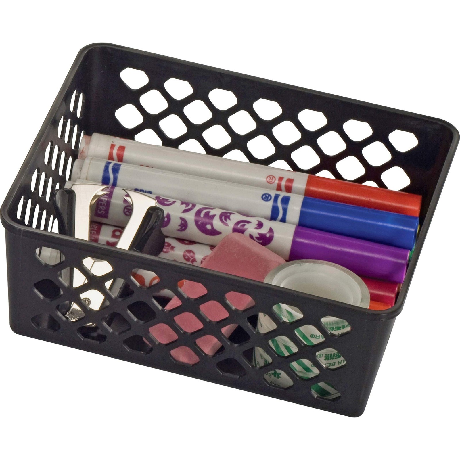 Officemate Recycled Supply Basket, Plastic, 6.13 x 5 x 2.38, Black, 3/Pack