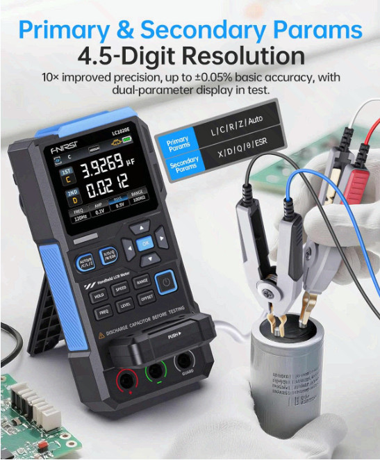 LC1020E 100kHz LCR Meter, ESR/Q/D Tester with 2.8″ Color Display