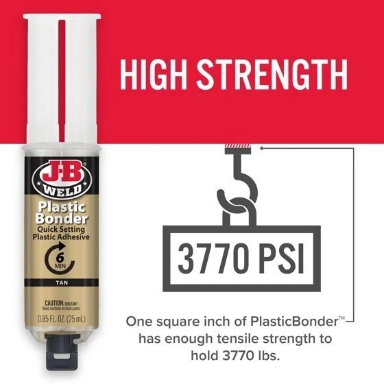 J-B Weld 50133 Plastic Bonder Structural Adhesive Syringe – Tan – 25 ml